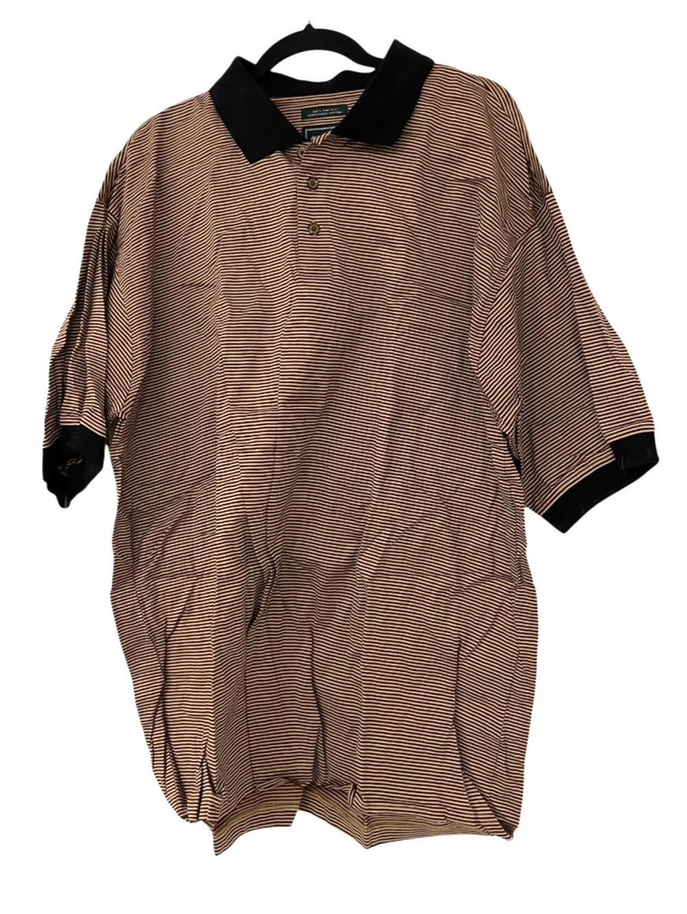 Bollé Mens Golf Polo Shirt Brown Size XL Micro Striped Performance Short Sleeve